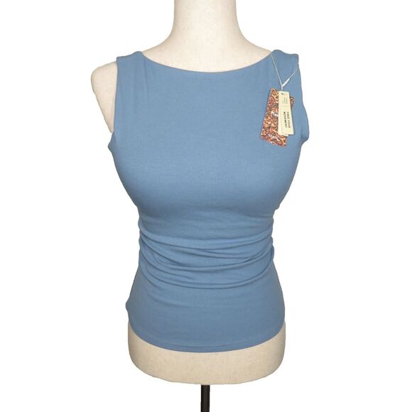 OGL Tops - OGL Plantive Eco Friendly Dusk Blue Ruched Boat Neck Padded Bra Tank Size Medium